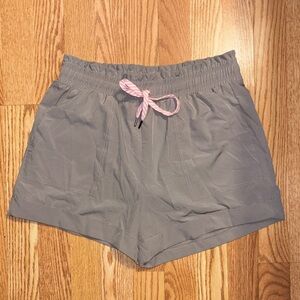 Velocity Gray Athletic Shorts with Pink Accent